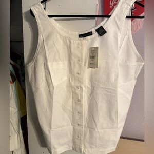 Banana Republic White Button-Front Cotton Tank Sleeveless Top NWT Large